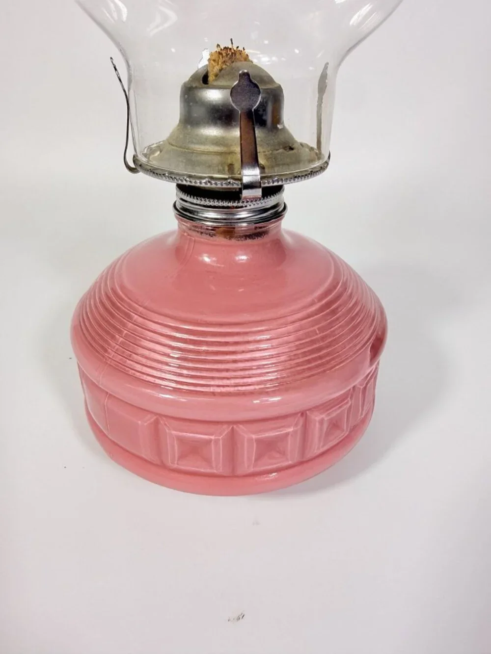 Oil Lamp LampLight Farms Sommerset Traditional Vintage  - Rose Colored  Etched